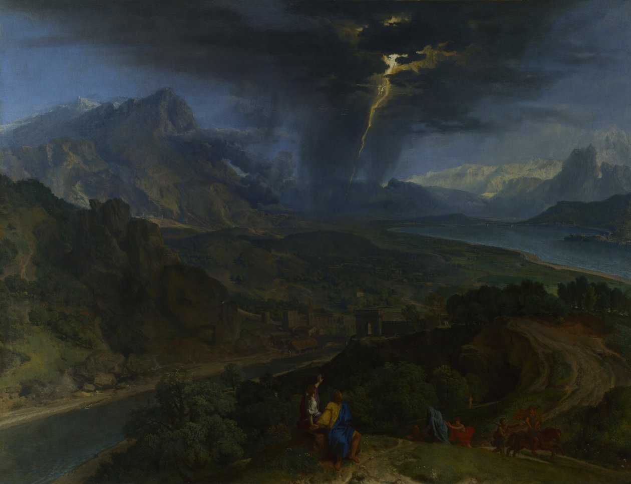 Vuoristomaisema salaman kanssa, noin 1675 tekijältä Jean François Millet the Elder
