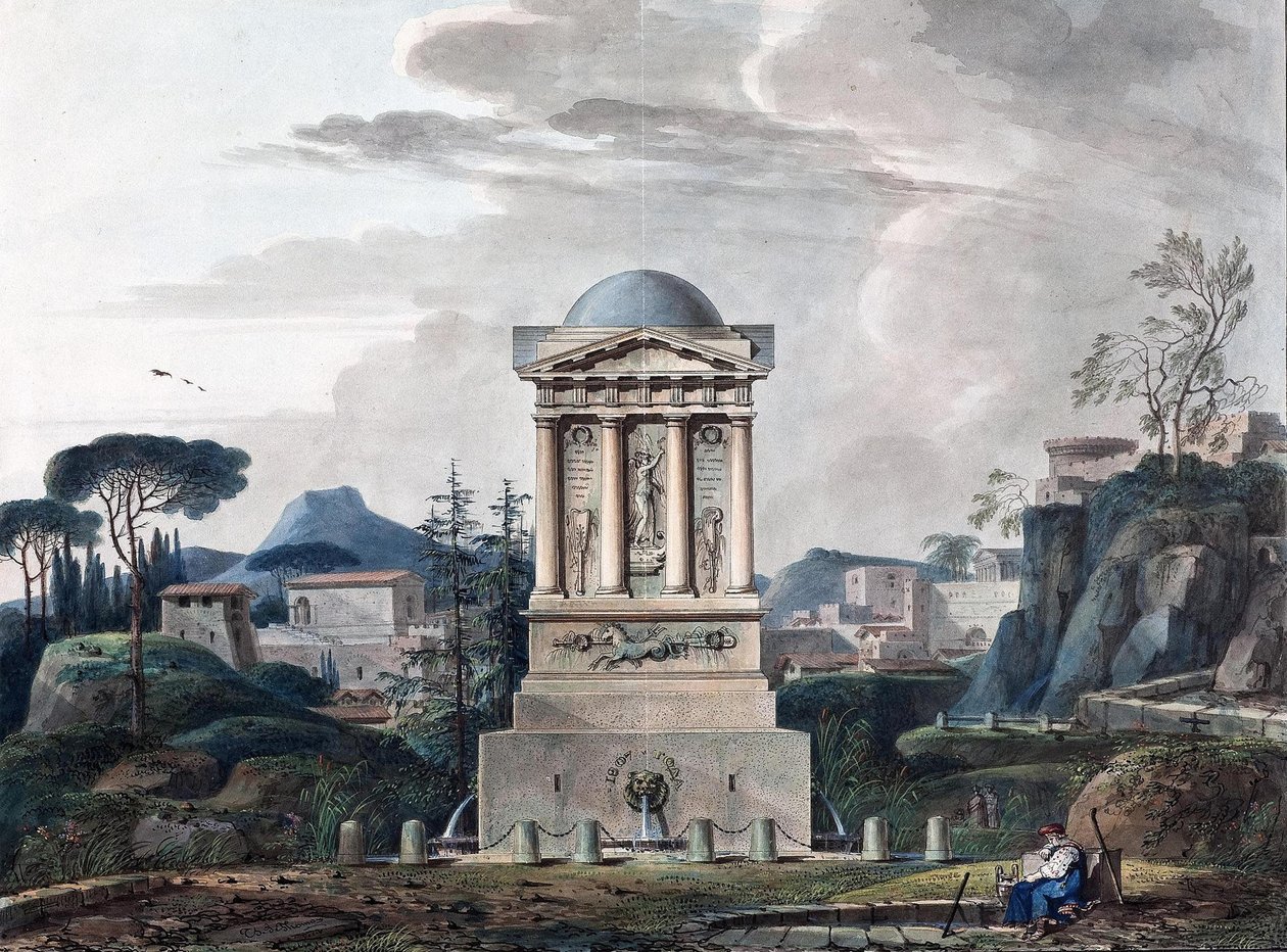 Suihkulähteen suunnittelu Poltavassa, 1807 tekijältä Jean François Thomas de Thomon