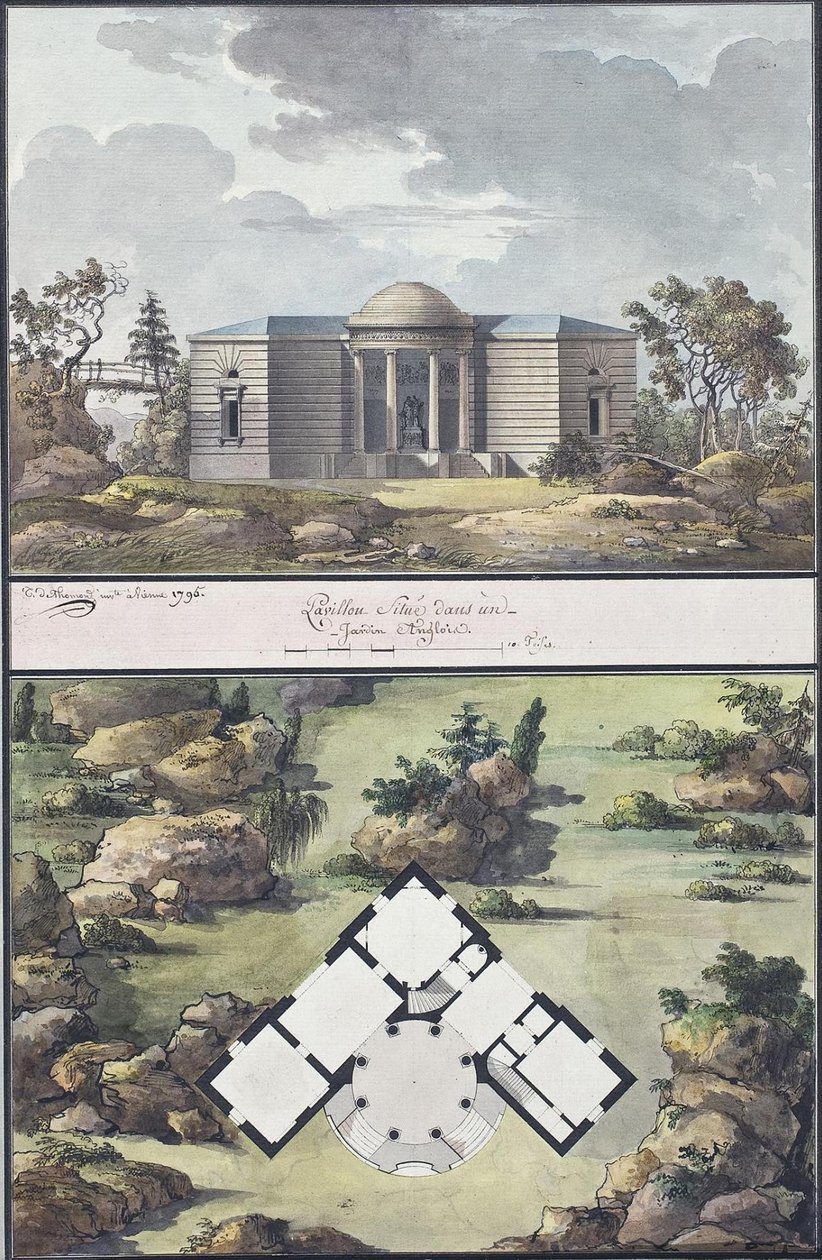 Paviljonki englantilaisessa puutarhassa, 1795 tekijältä Jean François Thomas de Thomon