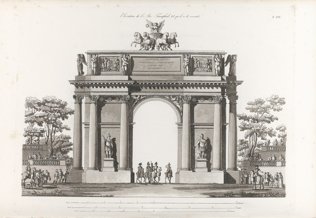 Riemukaari. Lähde: Pietarissa, 180, rakennettujen tärkeimpien monumenttien julkisivujen kokoelma tekijältä Jean François Thomas de Thomon