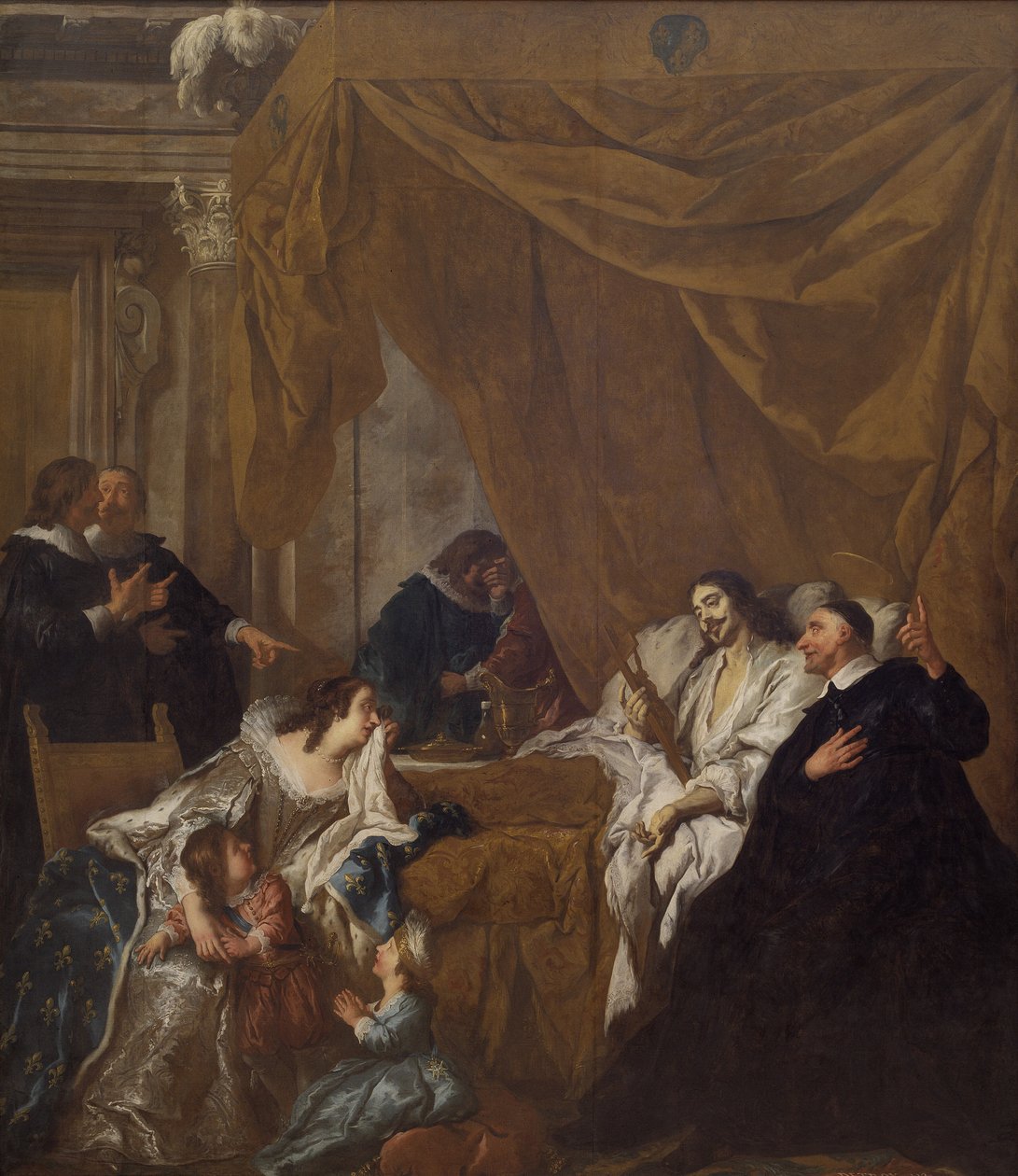 St Vincent de Paul Ludvig XIII:n kuolinsängyssä tekijältä Jean François de Troy