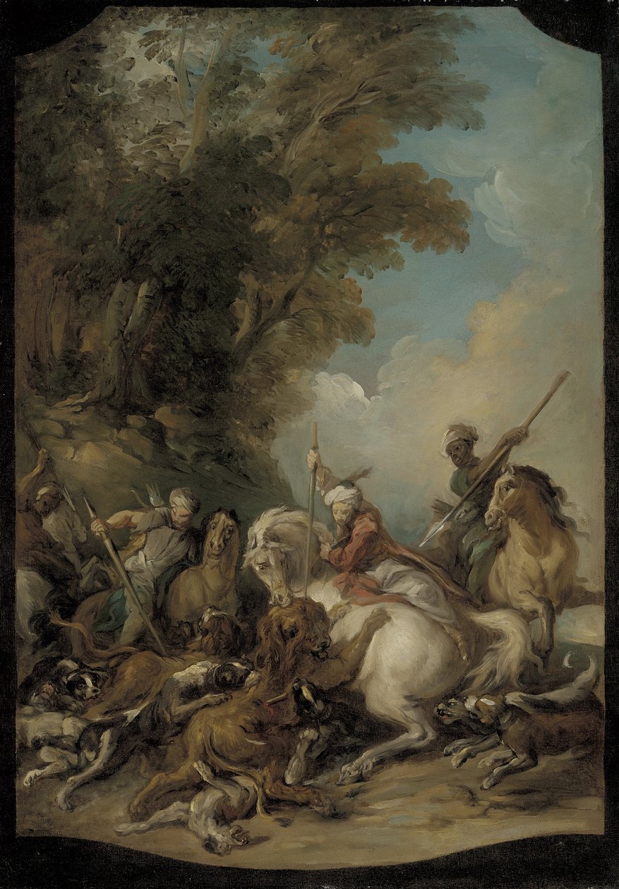 Leijonanmetsästys, 1735 tekijältä Jean François de Troy