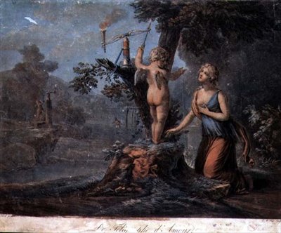 Rakkauden semafori, kaiverrus Pierre Michel Alix (1762-1817) (värillinen kaiverrus) tekijältä Jean Frederic (after) Schall