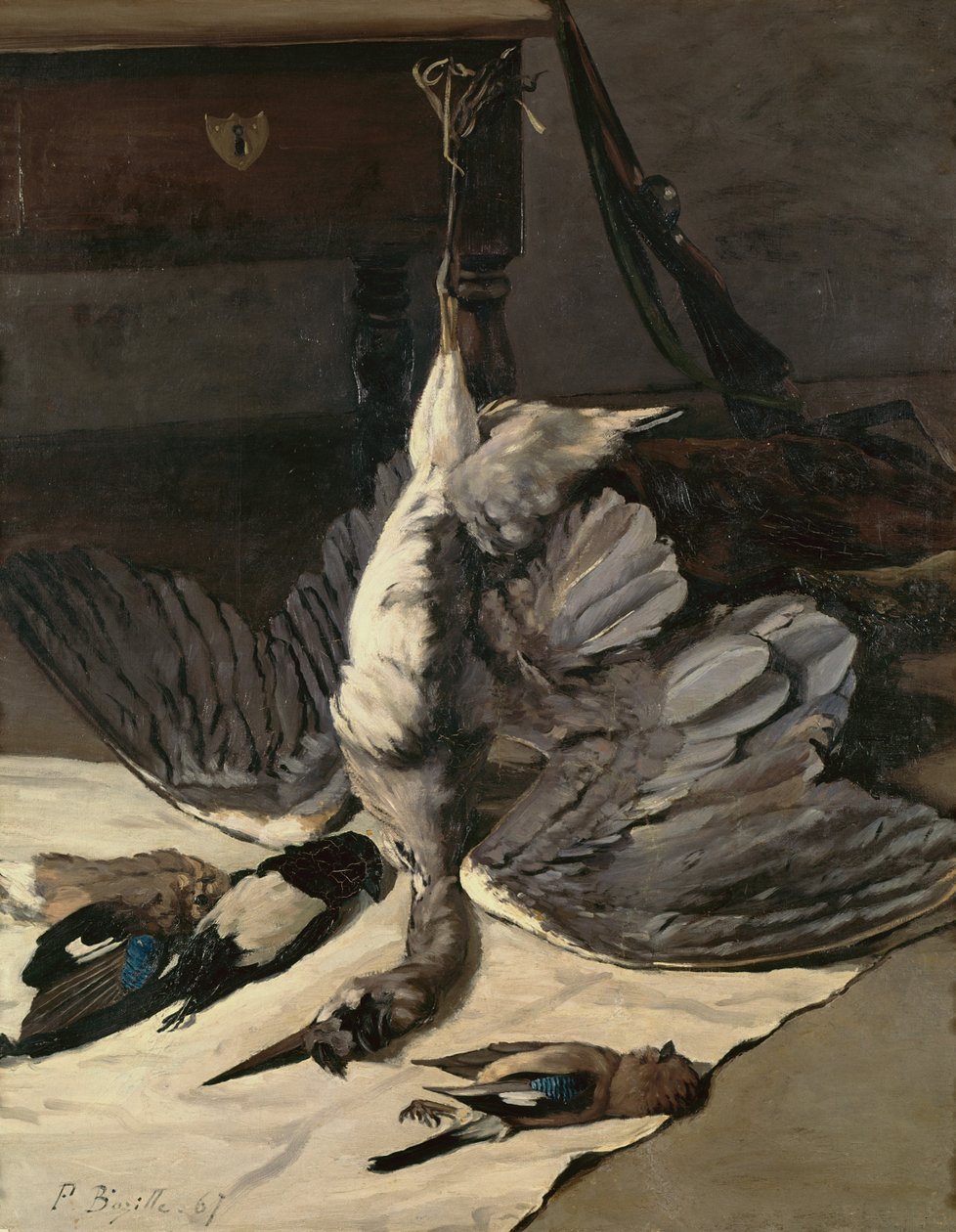 Asetelma Heronin kanssa, 1867 tekijältä Jean Frederic Bazille