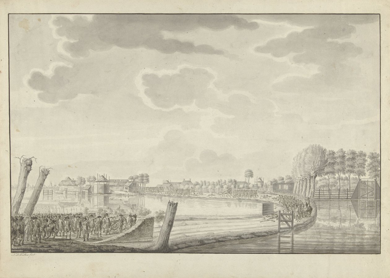Hyökkäys Ouderkerk aan de Amsteliin, 1787 tekijältä Jean George Teissier (signed by artist)