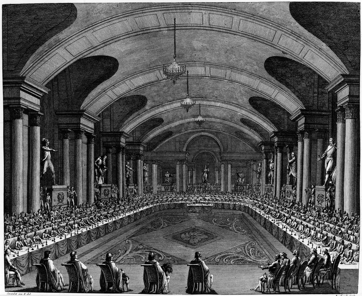 Ranskan vallankumous: "" Instituutin avajaisistunto vuonna 1795"". Lokakuun 25. päivänä tekijältä Jean Girardet