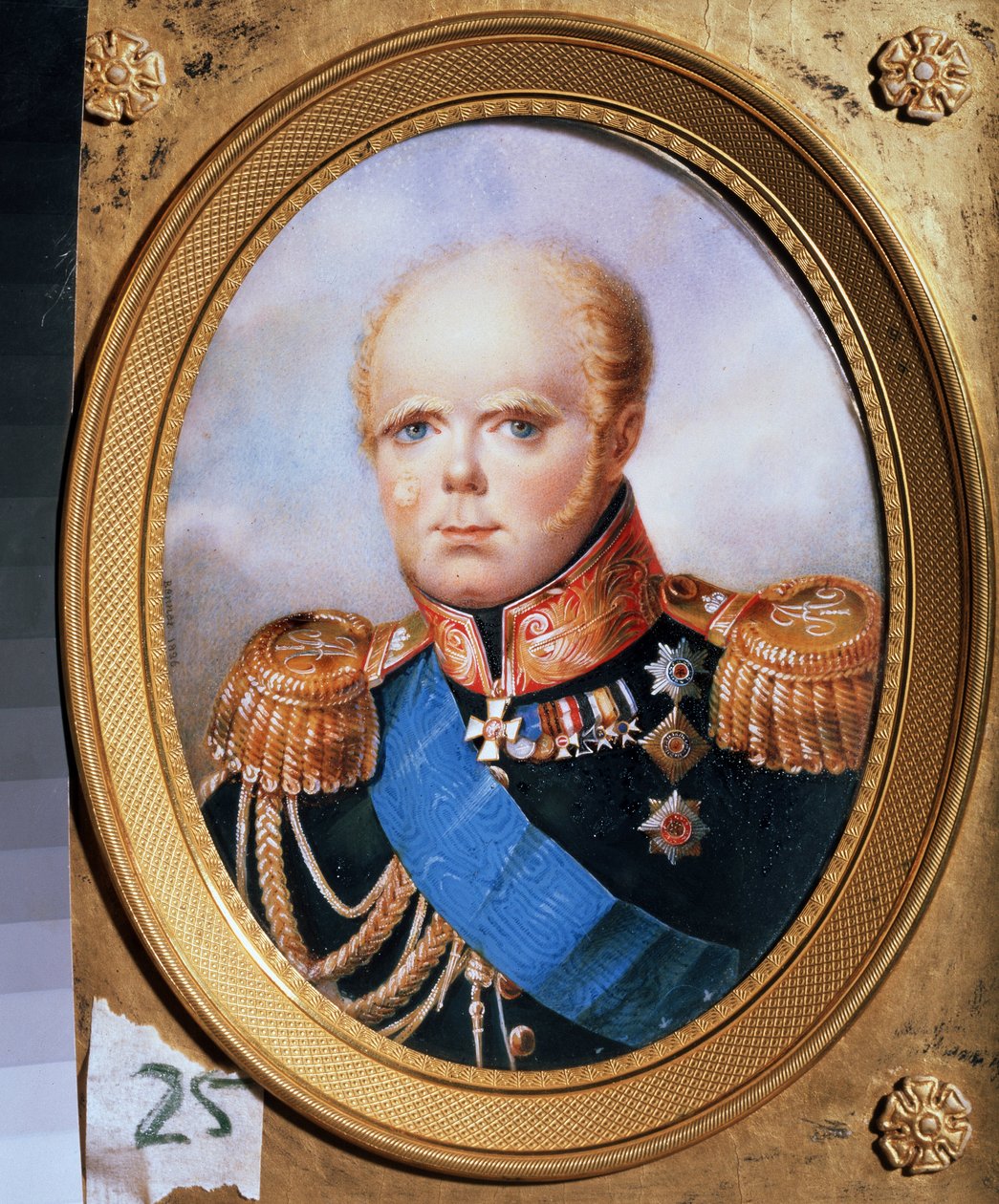 Venäjän suurruhtinas Konstantin Pavlovichin muotokuva (1779-1831) (Venäjän suurruhtinas Konstantin Pavlovitšin muotokuva). Jean Henri Bennerin (1776-1836) maalaus. Akvarelli paperille tekijältä Jean Henri Benner