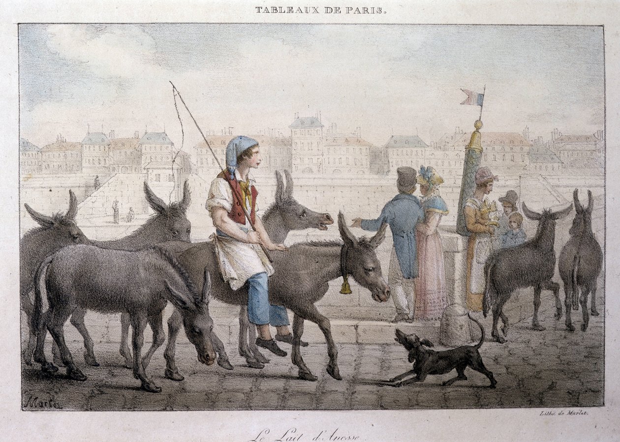 Entinen katukauppa Pariisissa: aasinmaidon kauppias (Ane dans Paris) - Jean Henry Marlet