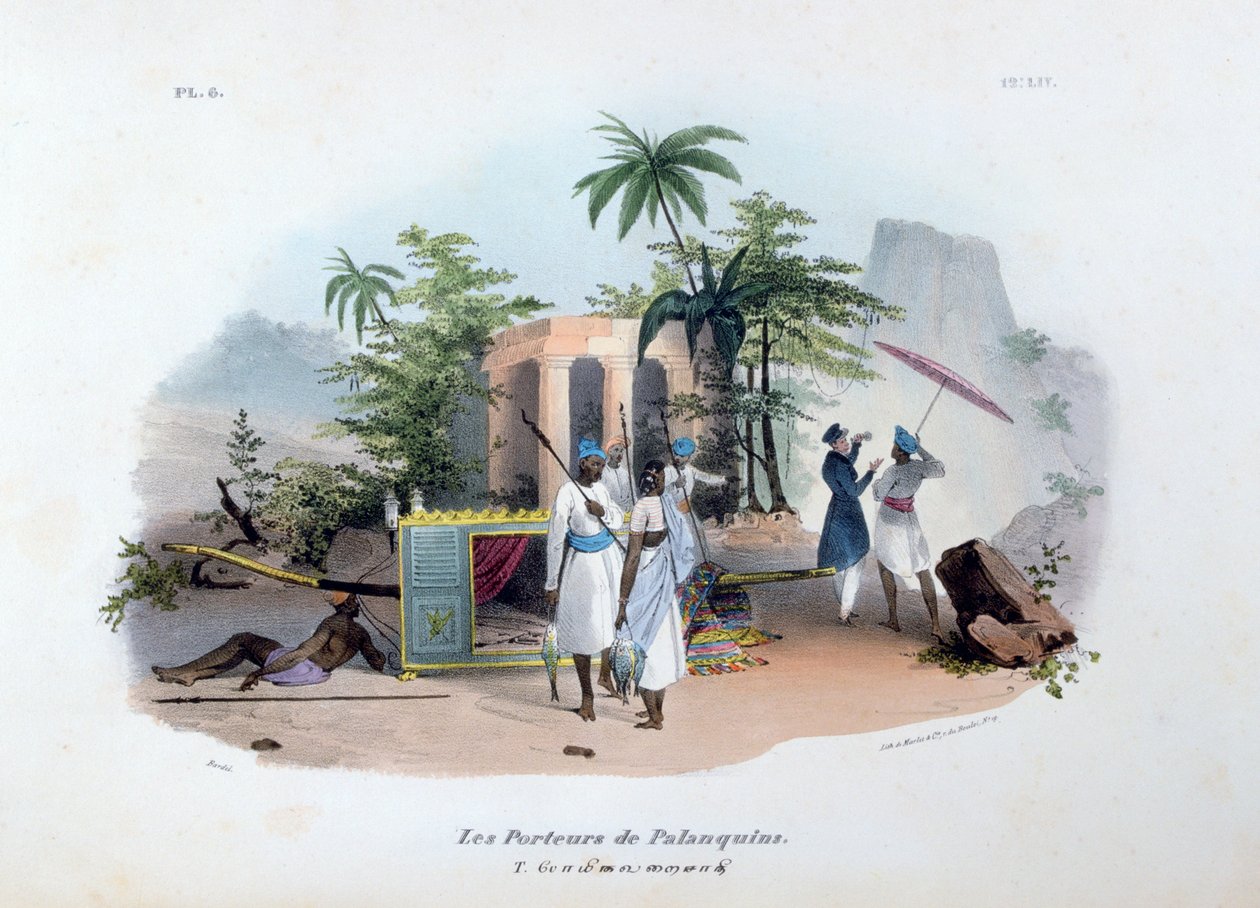 Palanquin Bearers, 1828 tekijältä Jean Henri Marlet