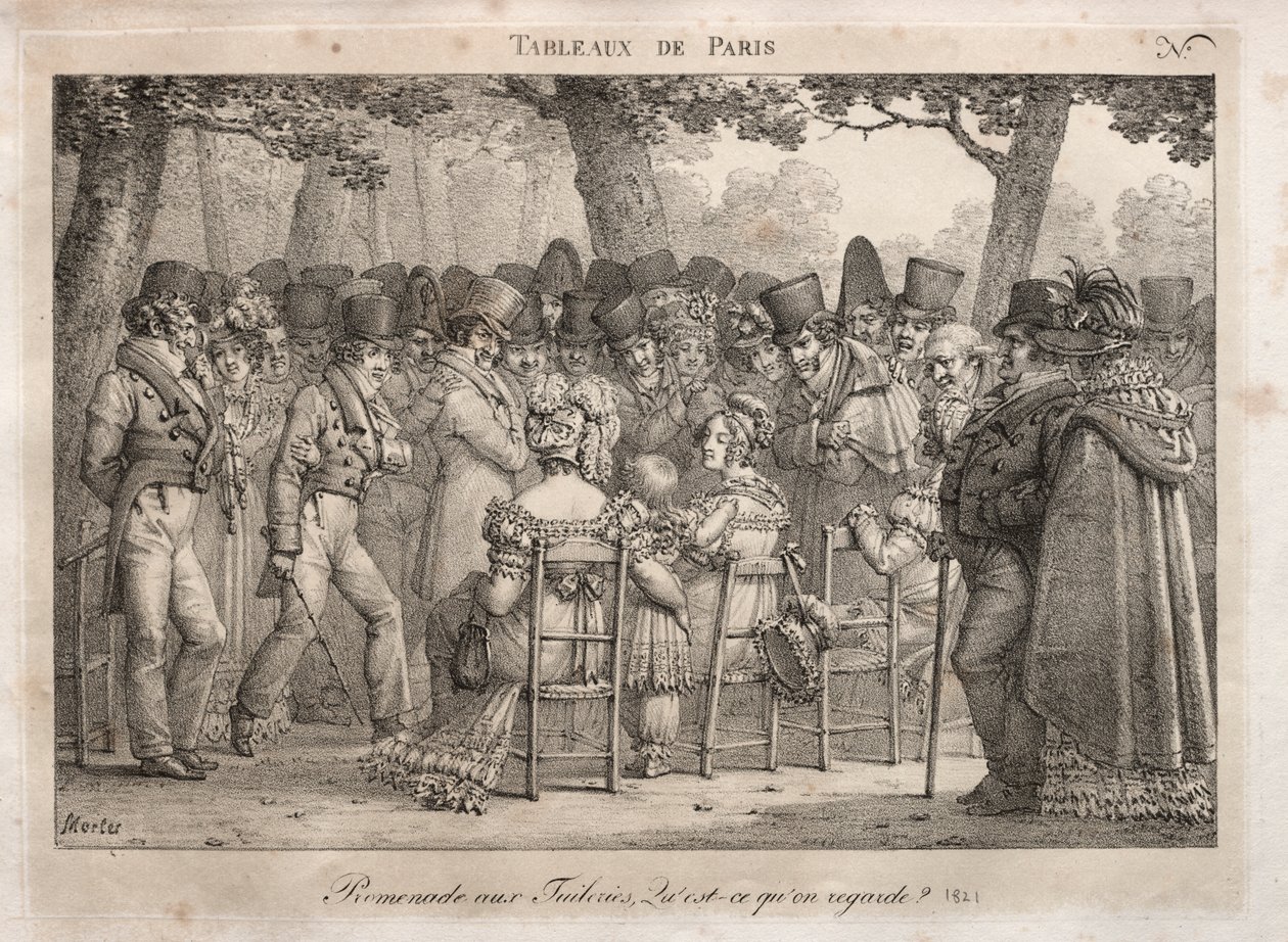 Pariisin kohtaukset: Promenade in Tuileries. Mitä he katsovat? tekijältä Jean Henri Marlet