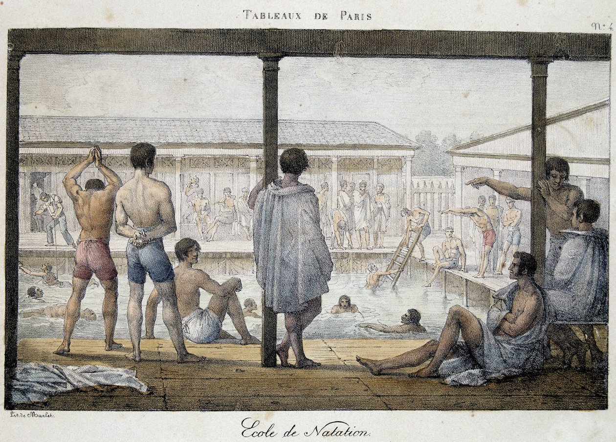 Uimakoulu - Marketin ”” Paintings of Paris” -julkaisussa tekijältä Jean Henri Marlet