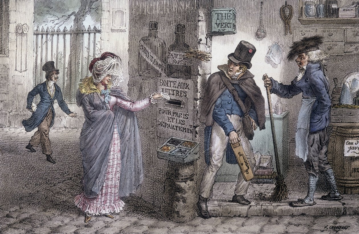 Postilaatikko - Marletin litografia, 1800-luvun loppu tekijältä Jean Henri Marlet