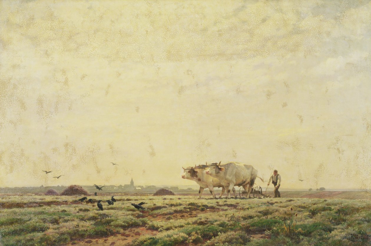 The First Furrows, Haute Alsace tai The Labourer, 1883 tekijältä Jean Henri Zuber