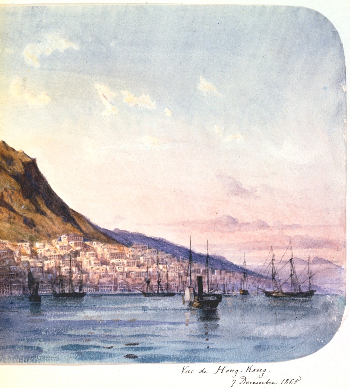 "Näkymä Hongkongiin, 7. joulukuuta 1865". tekijältä Jean Henri Zuber