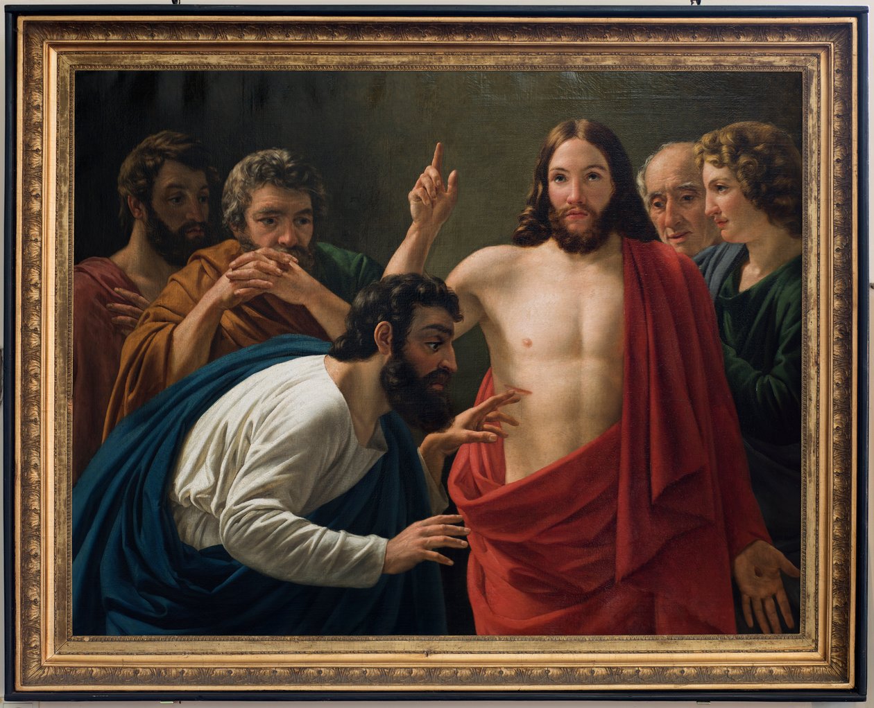 Seurakuntakirkko (Nederbrakel, Sint-Pieter-in-de-Bandenin seurakuntakirkko). Sisustus. Maalaus. Apostoli Tuomas. Jean-Henri DeCoene. tekijältä Jean Henri de Coene