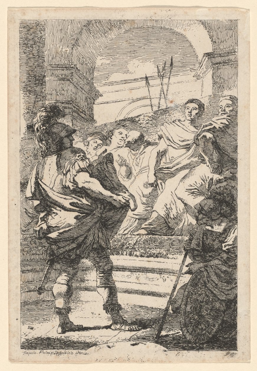 Mucius Scaevola tekijältä Jean Honoré Fragonard after Giovanni Battista Tiepolo