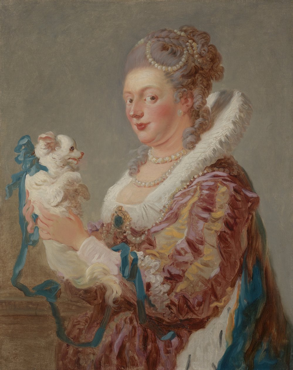 Nainen koiran kanssa, n. 1769 (öljy kankaalle) tekijältä Jean Honore Fragonard