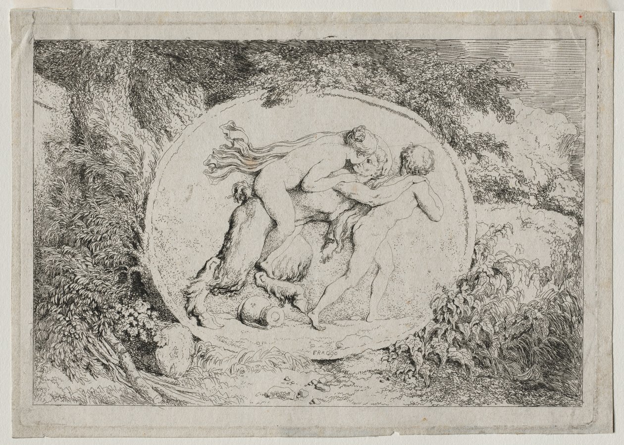 Bachchanals: nymfi austa että satyr, ೧೭೬೩. tekijältä Jean Honore Fragonard