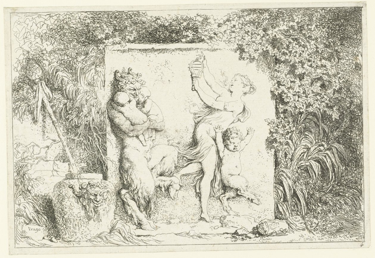 Satyyrien tanssi Bacchanales (sarjan nimi) Nymfit ja satyyrit (sarjan nimi) tekijältä Jean Honore Fragonard