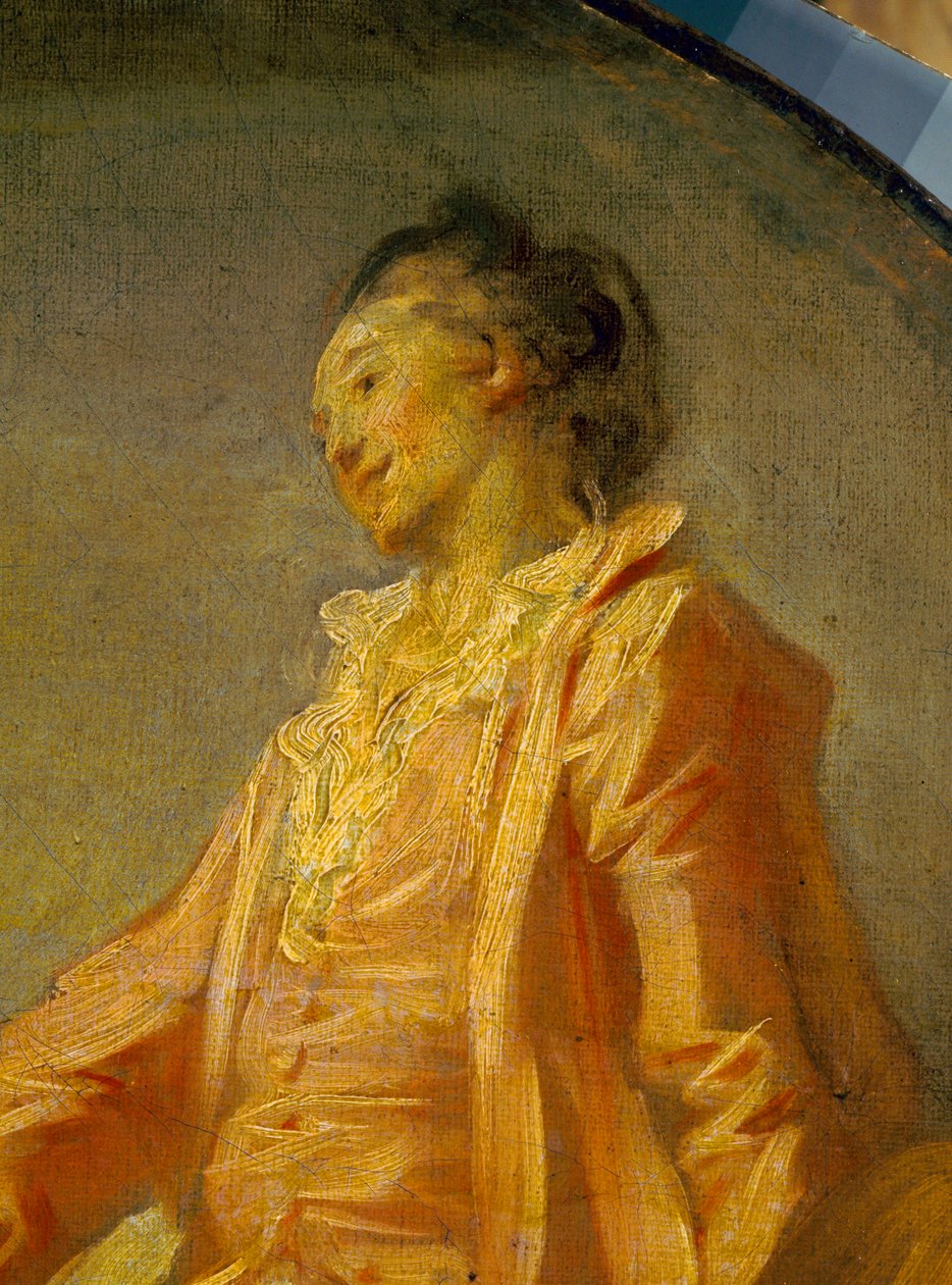 Yksityiskohta ”” Mallin alku”” Nuori ujo malli uskalsi olla. Jean Honore Fragonardin (1732-1806) maalaus. Pariisi. Jacquemart Andre -museo tekijältä Jean Honore Fragonard