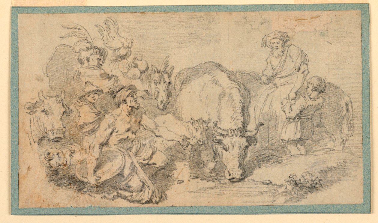Piirros, itämainen kohtaus, n. 1770 tekijältä Jean Honore Fragonard