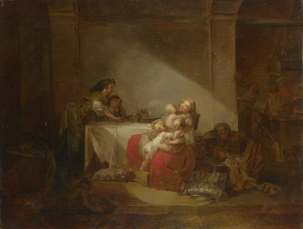 Sisätilojen kohtaus. Onnellinen äiti, 1700-luvun toinen puoli. tekijältä Jean Honore Fragonard