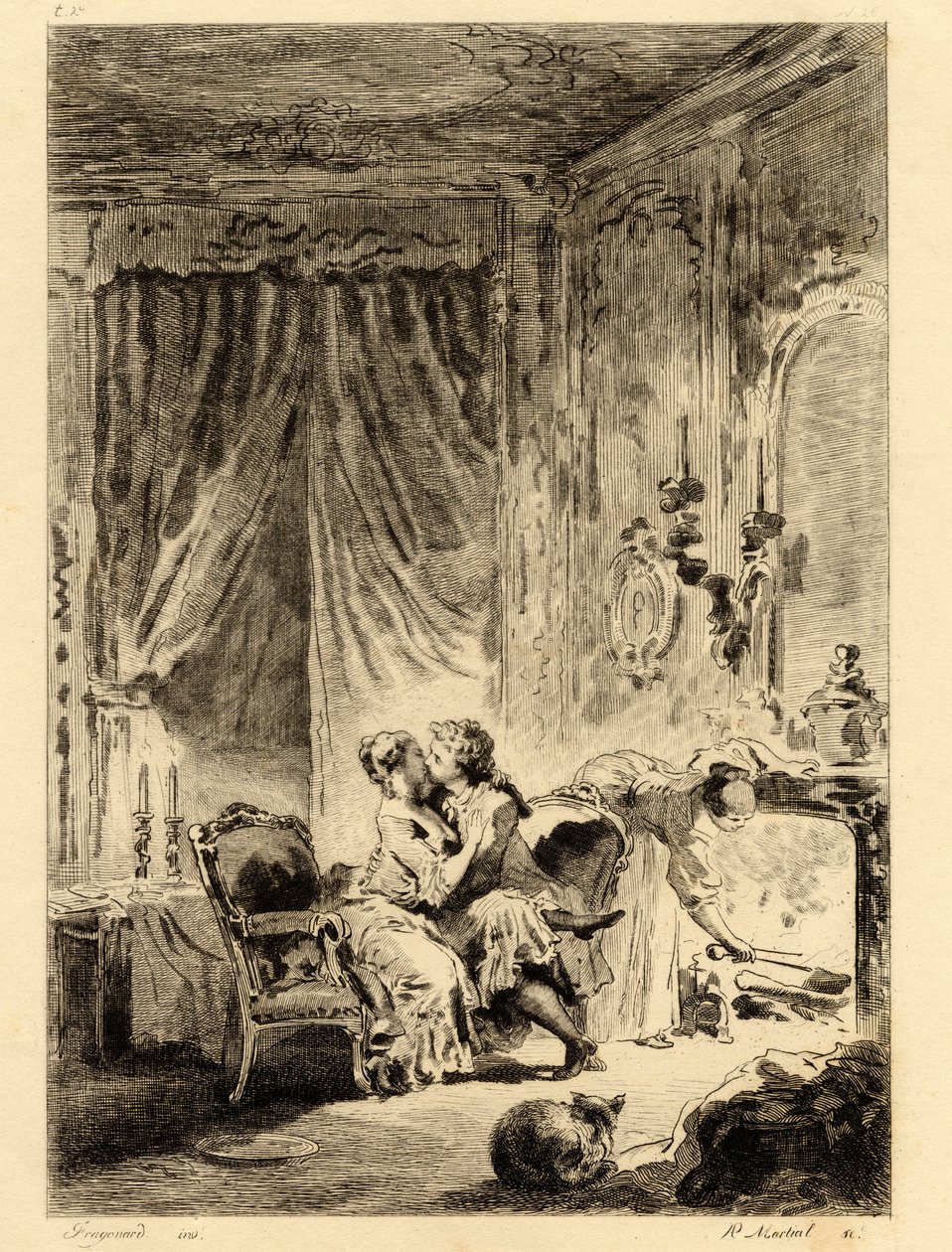 Jean de la Fontaine (1621-1695). "" Tarinoita. Saint Julienin rukous”, Fragonardin (1732 - 1806) kuvitus. Piirustus. tekijältä Jean Honore Fragonard