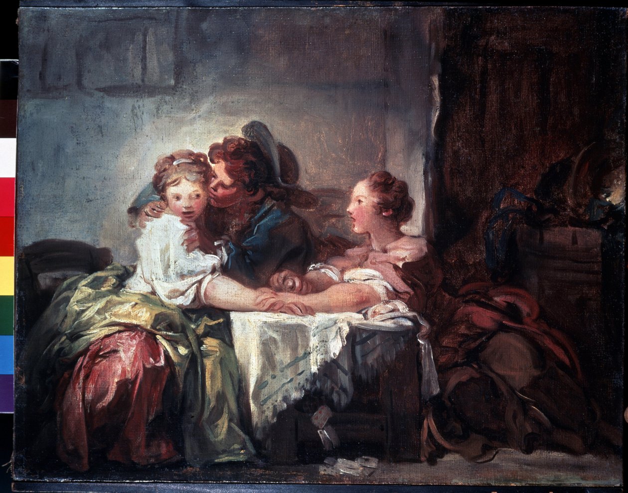 ""The Lost Stake or The Kiss Wins"" (vangittu suudelma) Jean-Honore Fragonardin (1732-1806) maalaus Mitat 47 x 60 cm Eremitaaši, Pietari tekijältä Jean Honore Fragonard