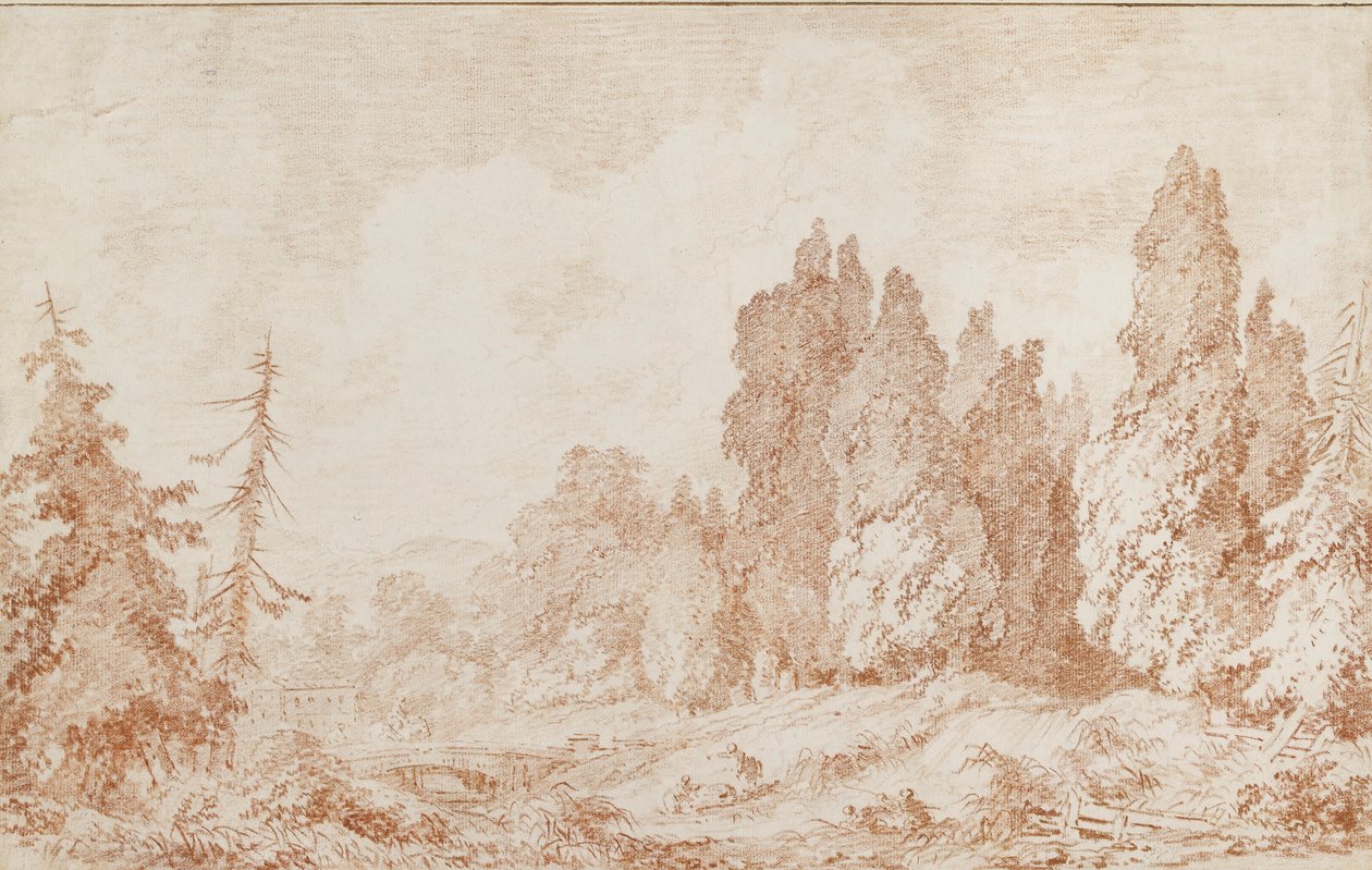 Maisema ja silta, c1760 tekijältä Jean Honore Fragonard