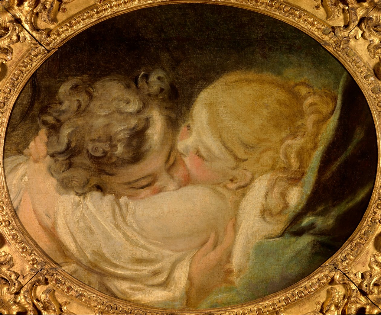 Jean Honore Fragonardin (1732-1806) Le baiser -maalaus 1700-luku Yksityinen kokoelma tekijältä Jean Honore Fragonard