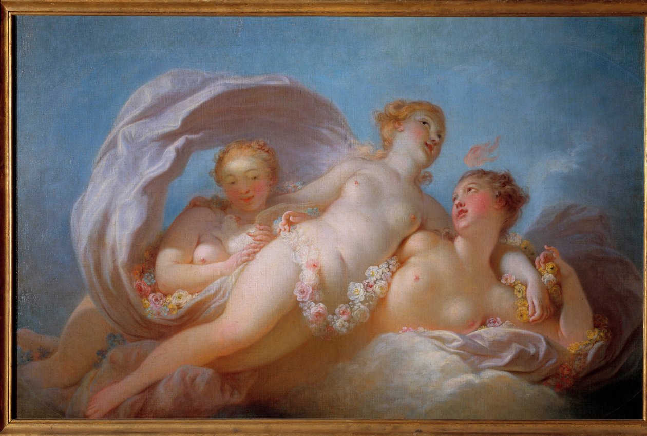 Jean Honore Fragonardin (1732-1806) maalaus Kolme armoa. 1700-luvun Musee Fragonard, Grasse tekijältä Jean Honore Fragonard
