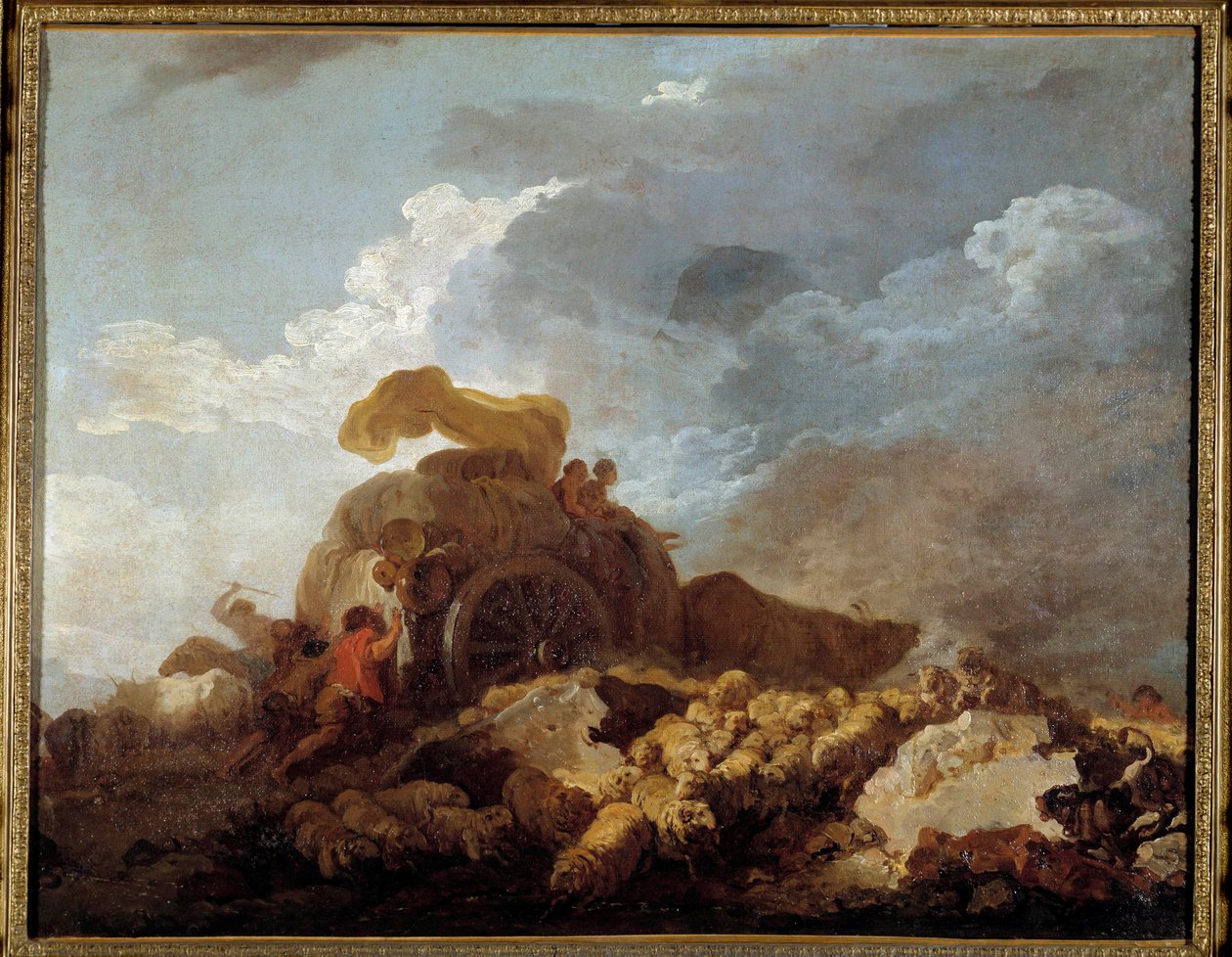 Myrsky tai sotkuinen kärry Jean Honore Fragonardin (1732-1806) maalaus 1700-luku tekijältä Jean Honore Fragonard