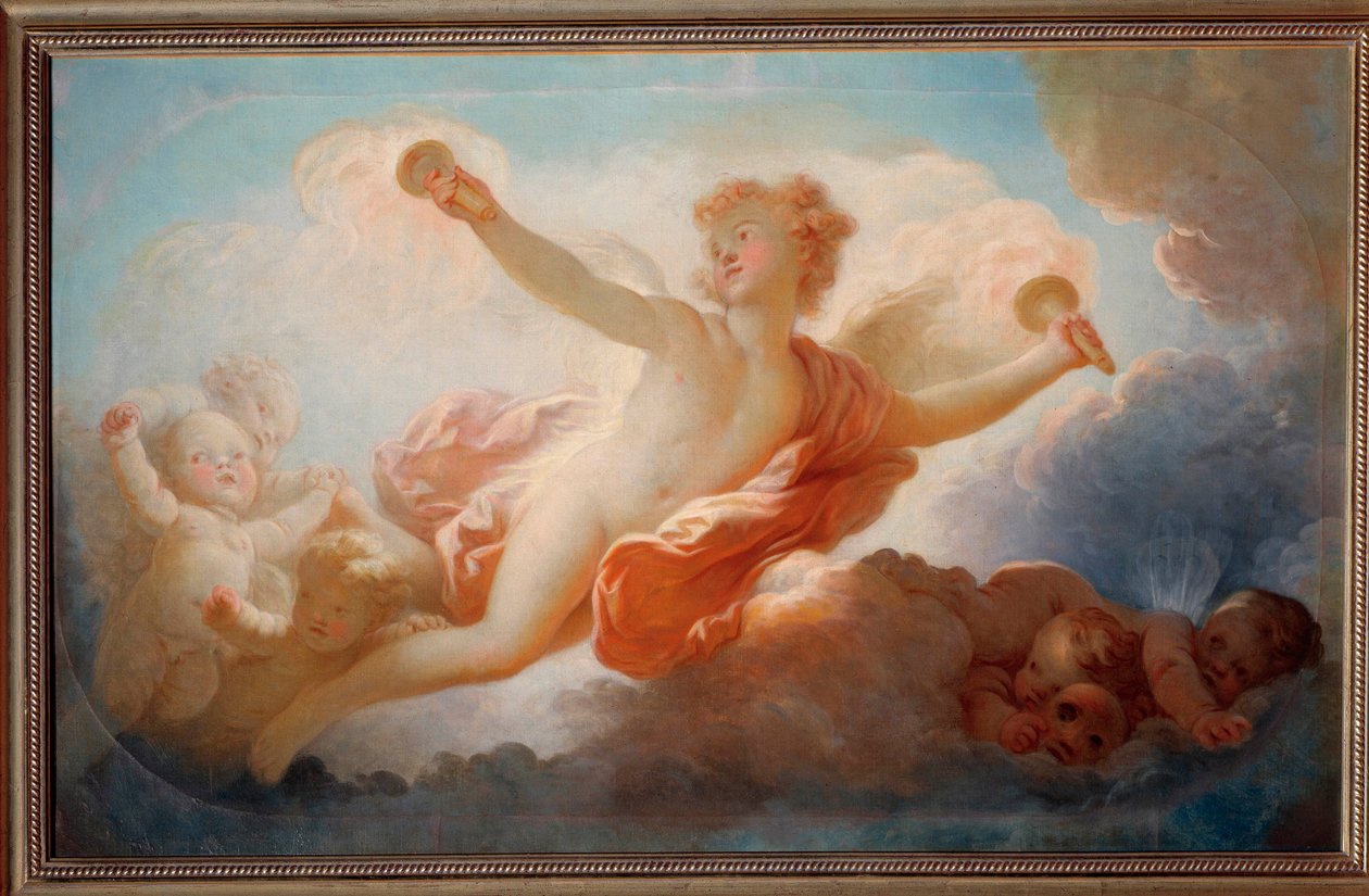 Jean Honore Fragonardin (1732-1806) maalaus rakkautta suutelemassa universumia. 1700-luvun Toulon, Musee des Beaux Arts tekijältä Jean Honore Fragonard
