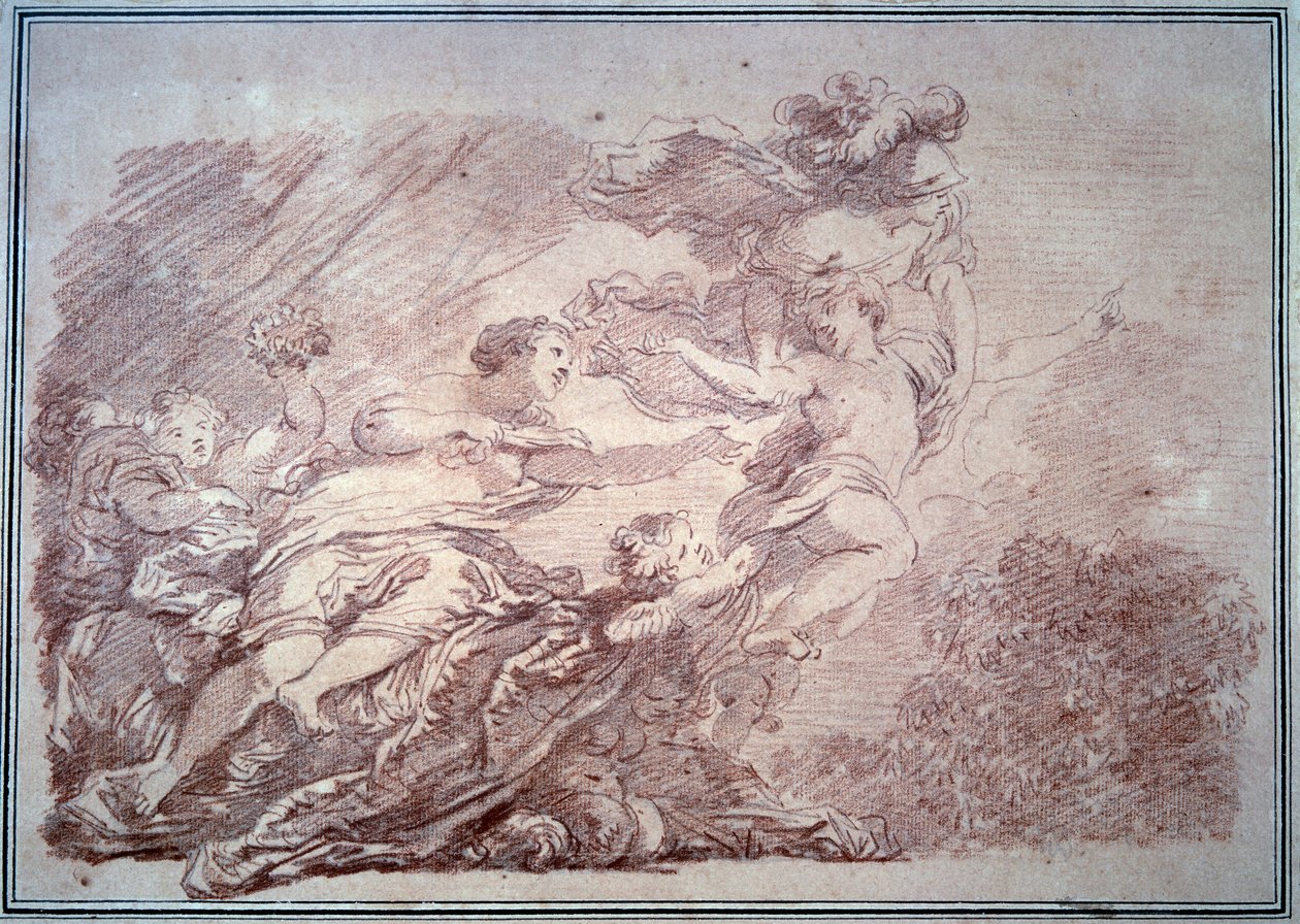 Jean Honore Fragonard (1732-1806) Minerve repii nuoren prinssin Volupte Sanguinesta 1774 Besancon, Musee des Beaux Arts tekijältä Jean Honore Fragonard