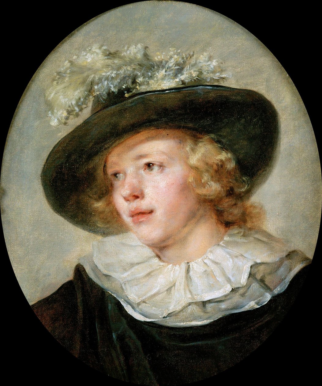Muotokuva nuoresta pojasta, jolla on höyhenhattu, c. 1786-88. tekijältä Jean Honore Fragonard