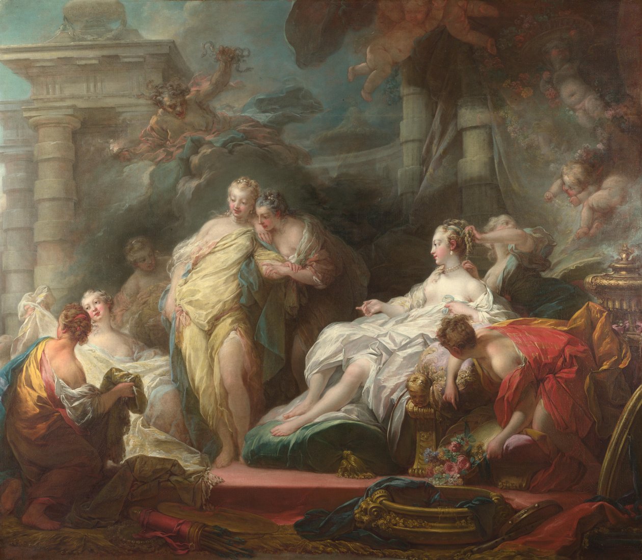 Psyche näyttää sisarilleen lahjojaan Cupidolta, 1753 tekijältä Jean Honore Fragonard