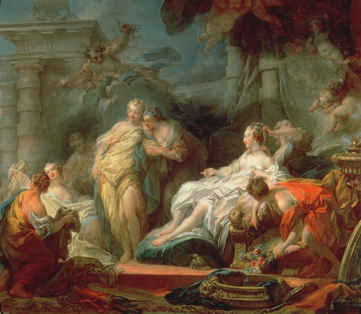 Psyche näyttää siskoilleen lahjojaan Cupidolta, 1753 tekijältä Jean Honore Fragonard