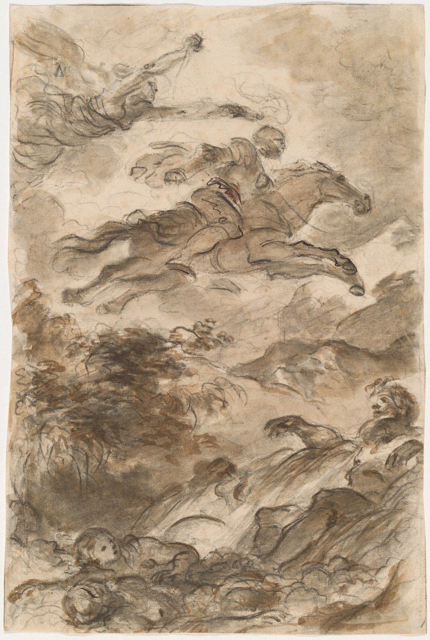 Rinaldo, Astride Baiardo, lentää jahtaamaan Angelicaa tekijältä Jean Honore Fragonard