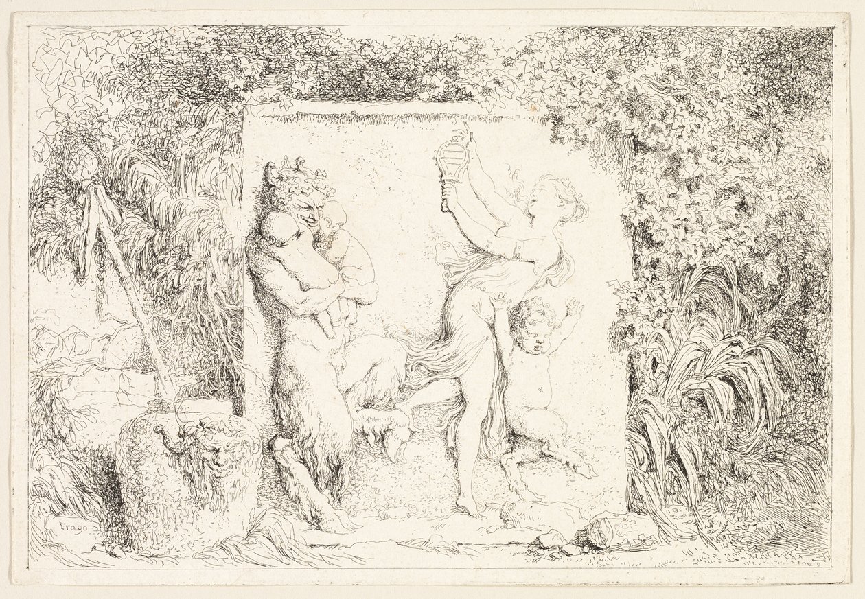Satyyrien tanssia Bacchanalesista eli Satyyrien leikeistä tekijältä Jean Honore Fragonard
