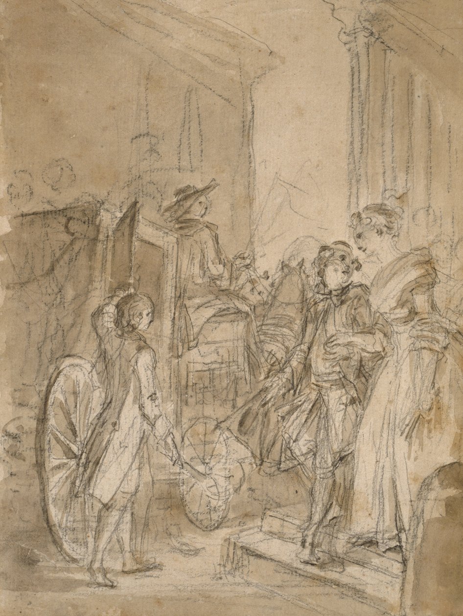Lähtö linja-autolla, n. 1780-1789 tekijältä Jean Honore Fragonard