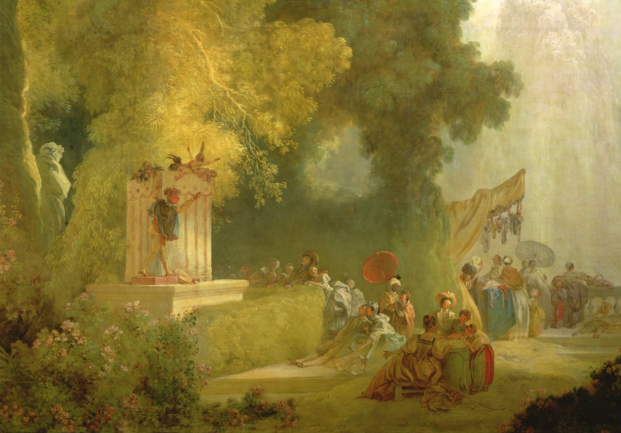 Saint-Cloudin juhlat, yksityiskohta nukketeatteriesityksestä öljy kankaalle yksityiskohta kuvasta 89790 tekijältä Jean Honore Fragonard