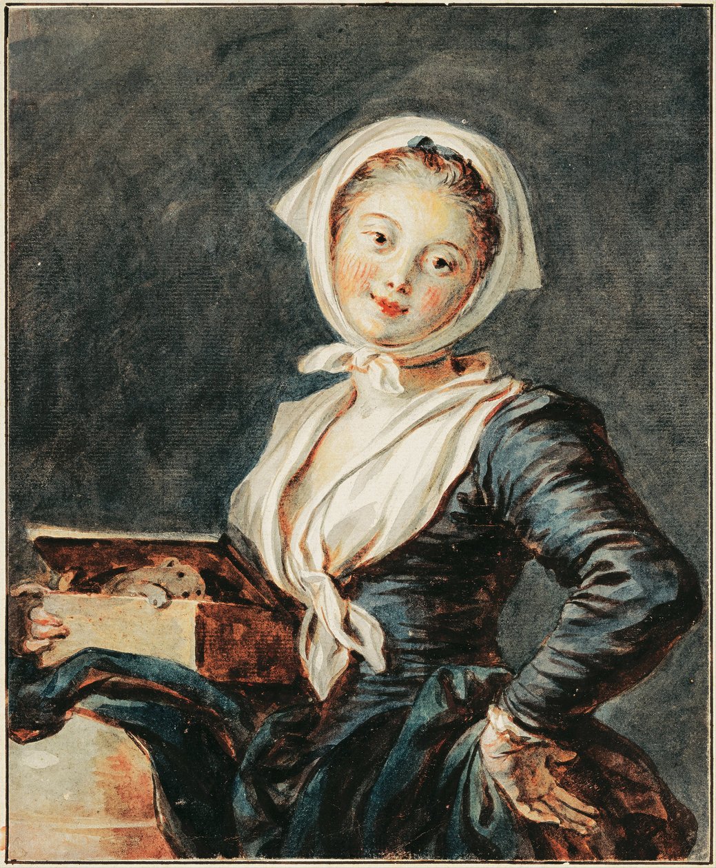Tyttö murmelin kanssa tekijältä Jean Honore Fragonard