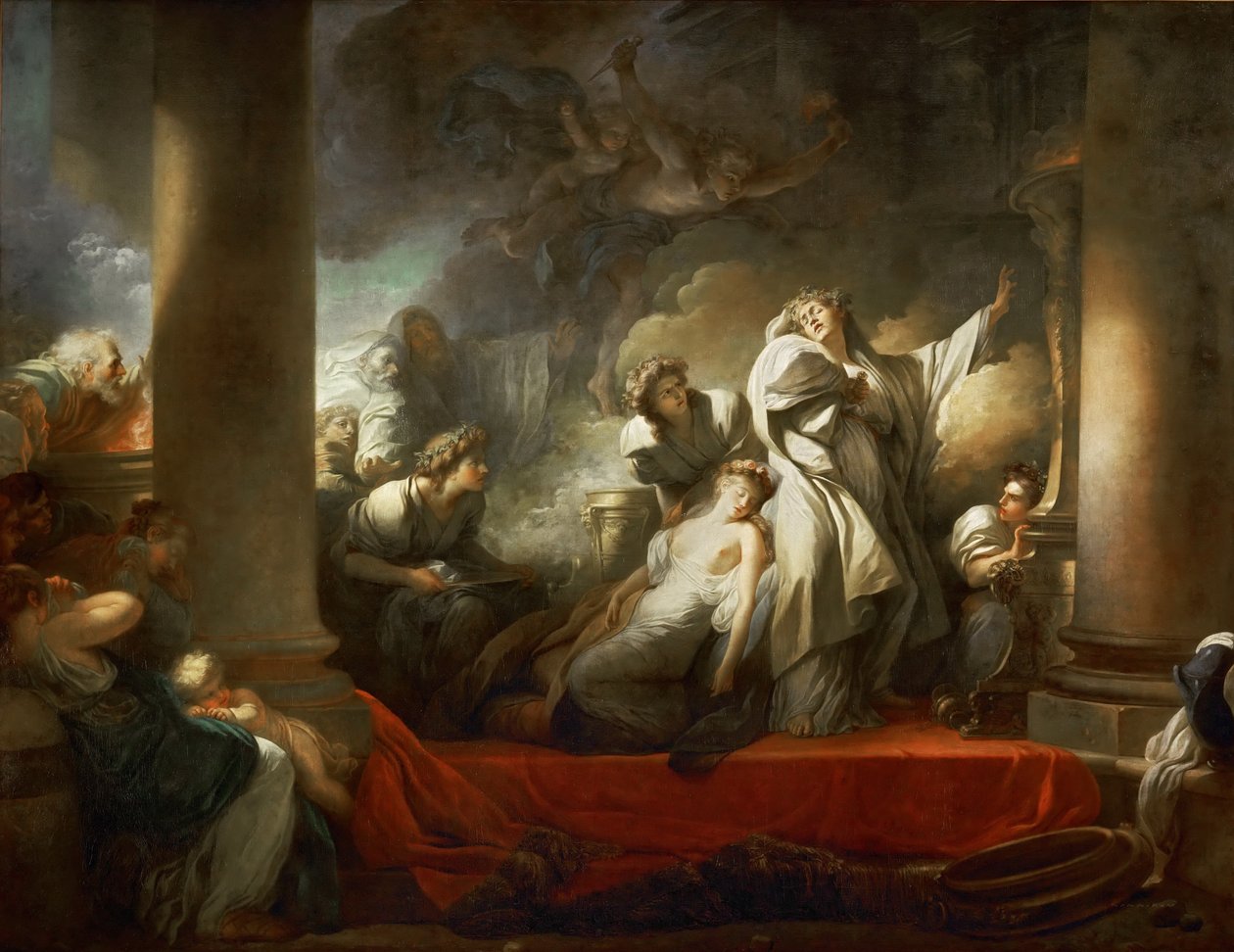 Ylipappi Coresus uhraa itsensä pelastaakseen Callirhoen tekijältä Jean Honore Fragonard