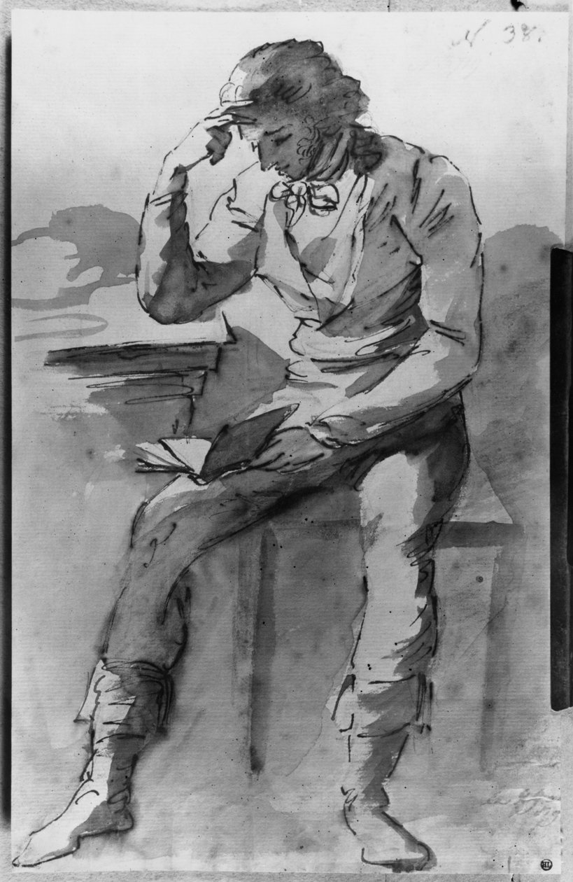 Lukija (muste ja pesu paperille) tekijältä Jean Honore Fragonard