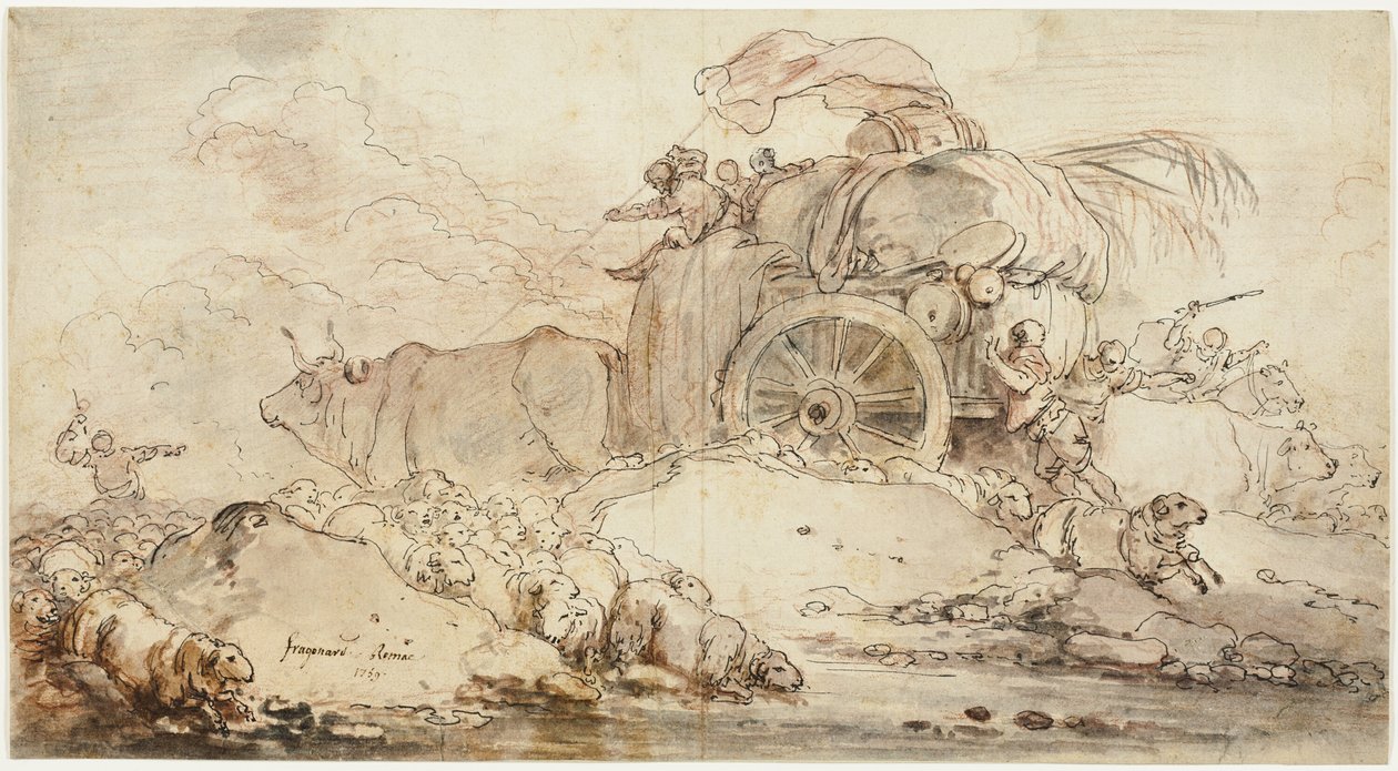 Pysähtynyt kärry tekijältä Jean Honore Fragonard