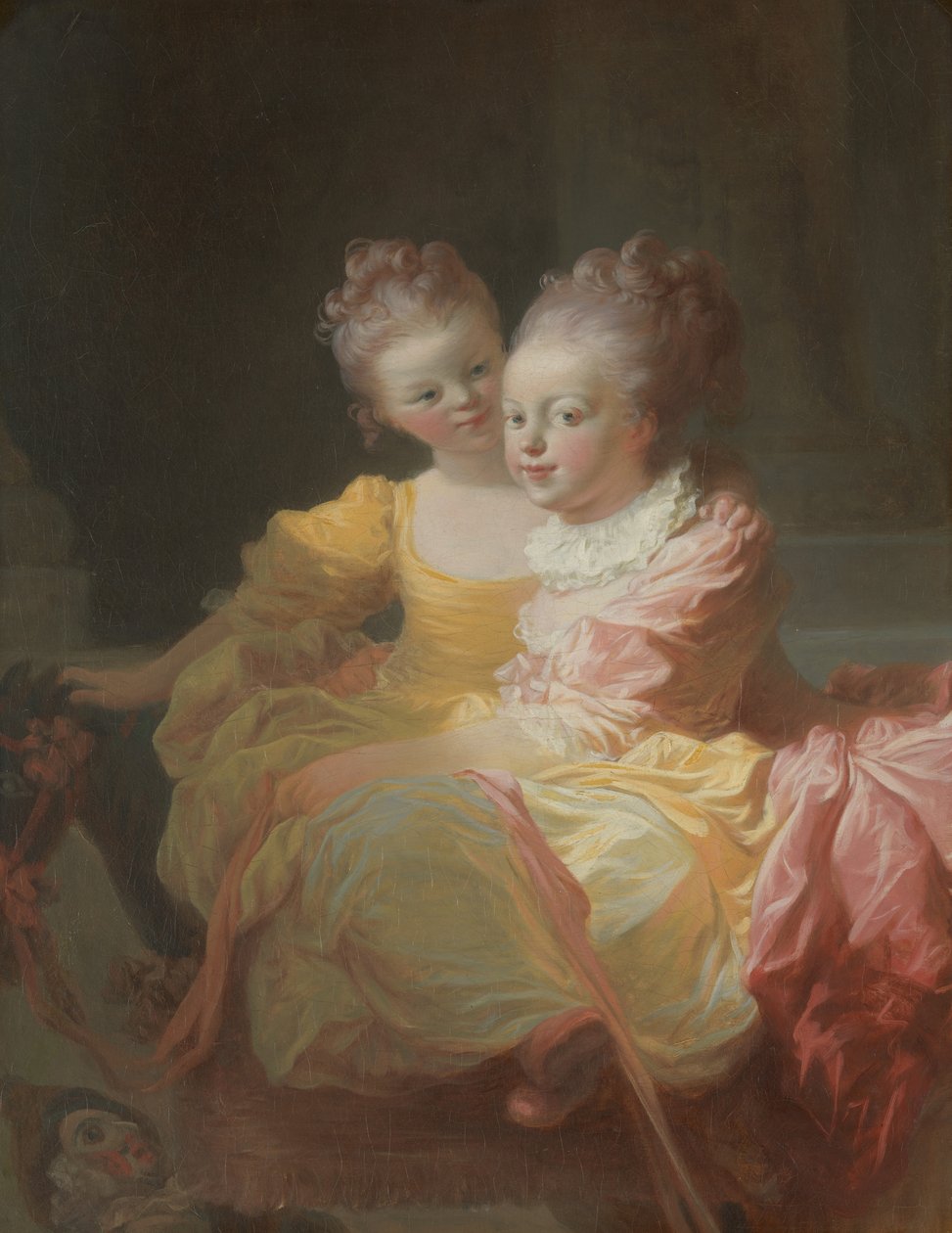 The Two Sisters, n. 1769-70 (öljy kankaalle) tekijältä Jean Honore Fragonard
