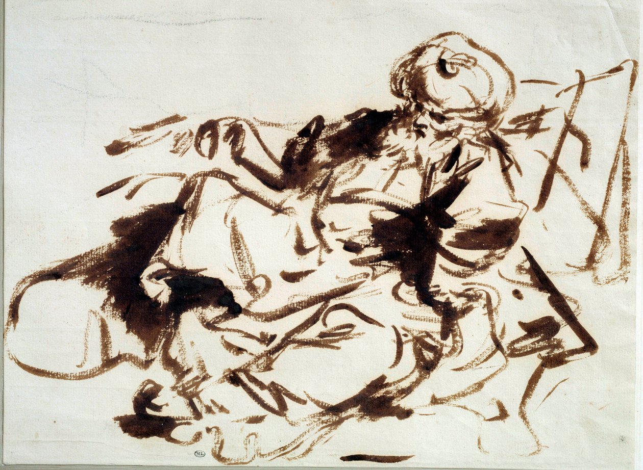 Pasha maalaus pesussa Jean Honore Fragonard (1732-1806). 1700-luvulla. Aurinko 0,24x0,33 m tekijältä Jean Honore Fragonard