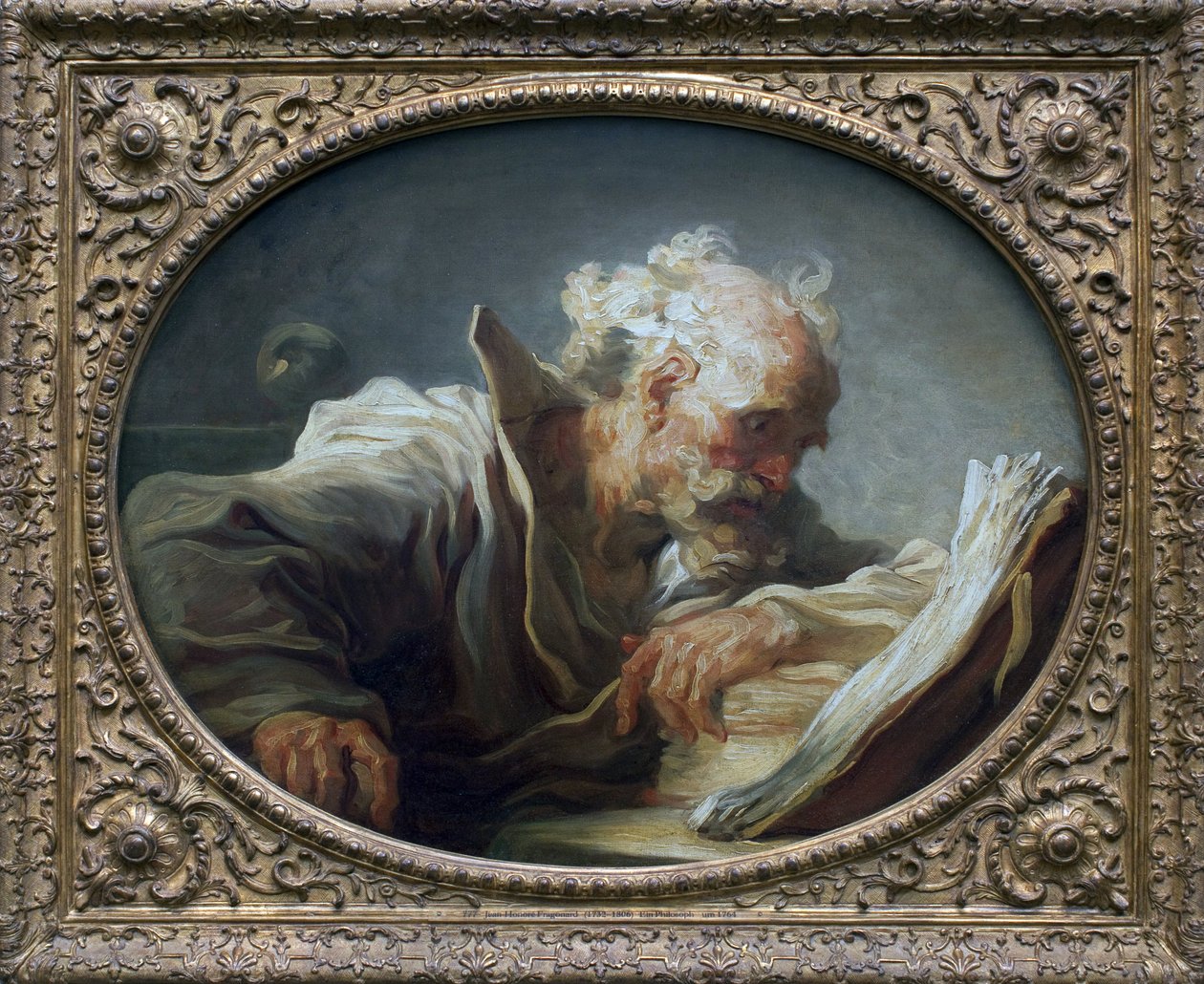 Filosofi. Jean Honore Fragonardin (1732-1806) maalaus, öljy kankaalle, noin 1764. Art francais 1700-luku. Taidehalli, Hampuri, Saksa. tekijältä Jean Honore Fragonard