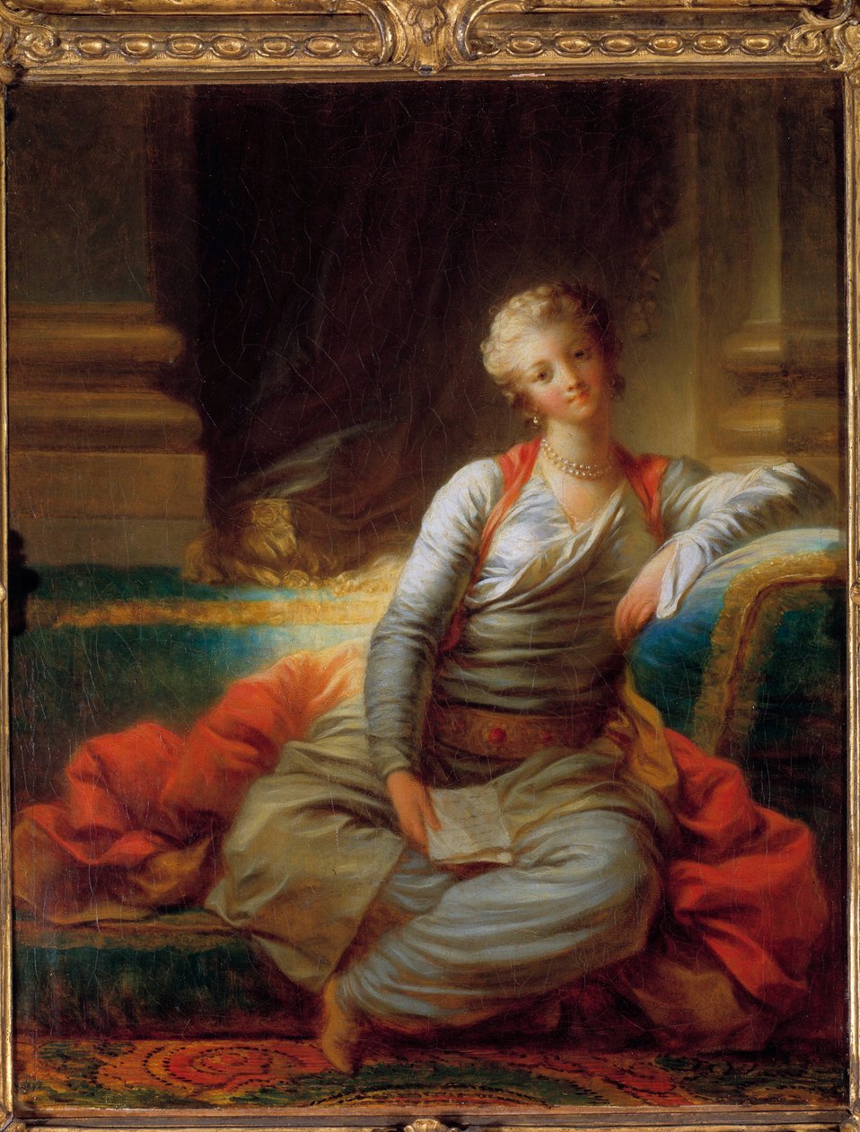 Sultanilla on Jean Honore Fragonardin (1732-1806) 1700-luvun helmimaalaus. Yksityinen kokoelma. tekijältä Jean Honore Fragonard