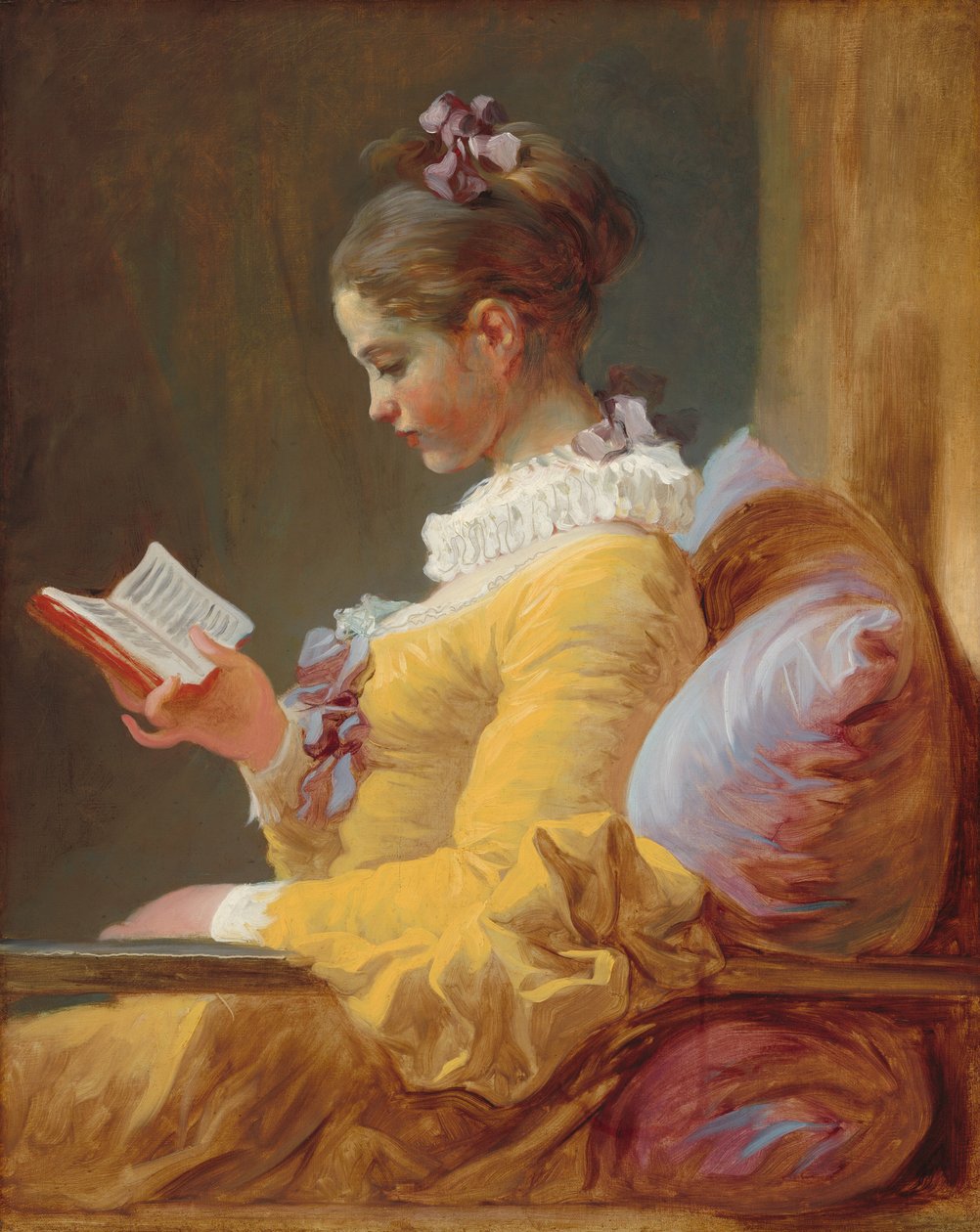 Nuori tyttö lukee tekijältä Jean Honore Fragonard